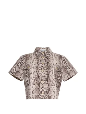美品 Sandro サンドロ シルク100% タトゥー 総柄シャツ SANDRO Bandana Print Cropped Shirt | Brown | FARFETCH
