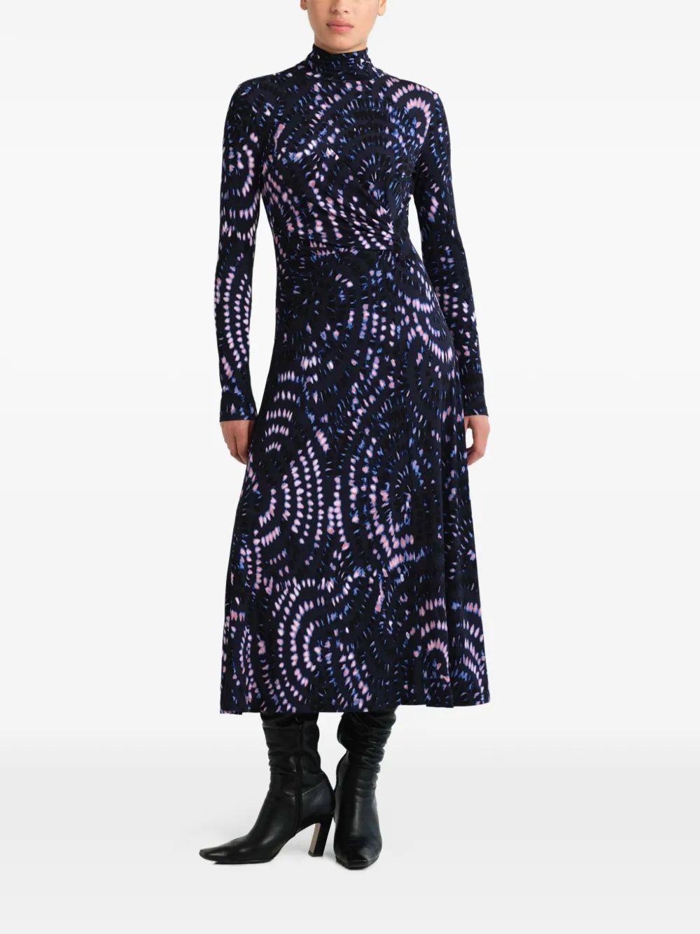 Cara Hera midi-jurk met gesmockt detail Blauw