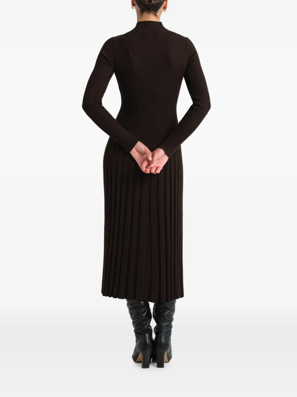 Cara Easton ribgebreide midi-jurk Bruin