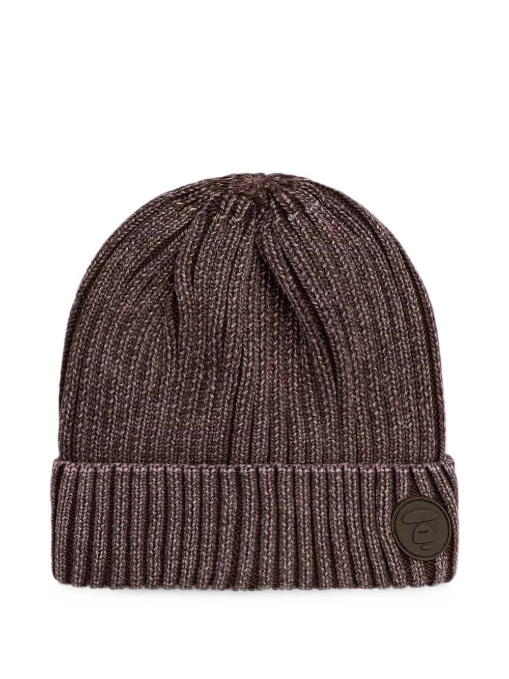 AAPE BY *A BATHING APE® ribbed-knit logo-patch beanie hat - Marrone