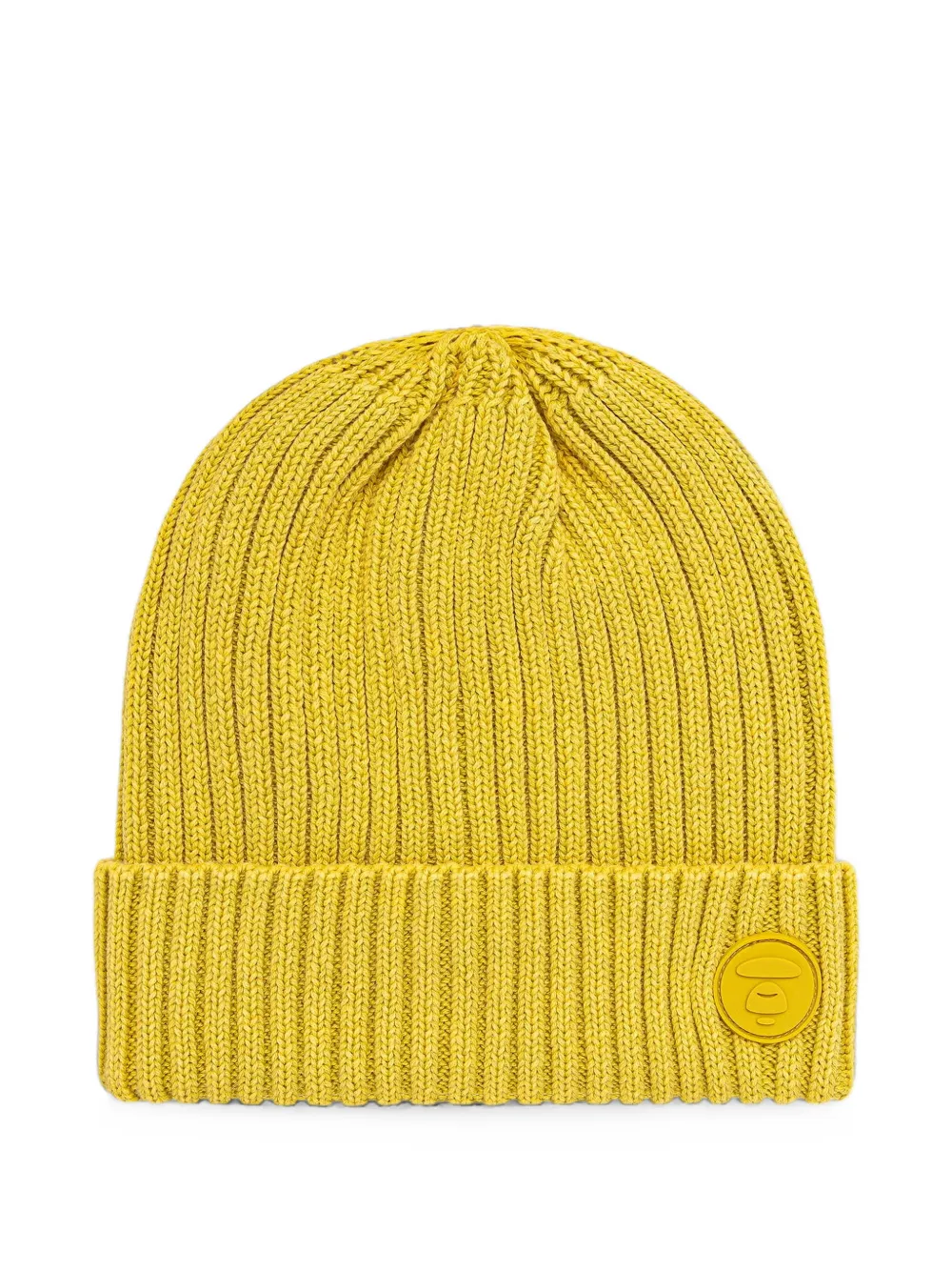 AAPE BY *A BATHING APE® ribbed-knit logo-patch beanie hat - Gelb