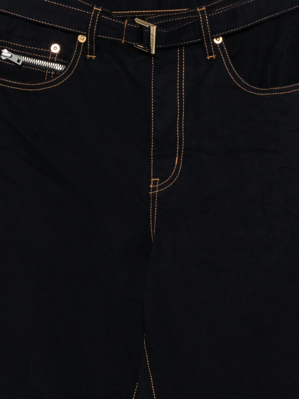 sacai Jeans met ceintuur en ritsdetail Blauw
