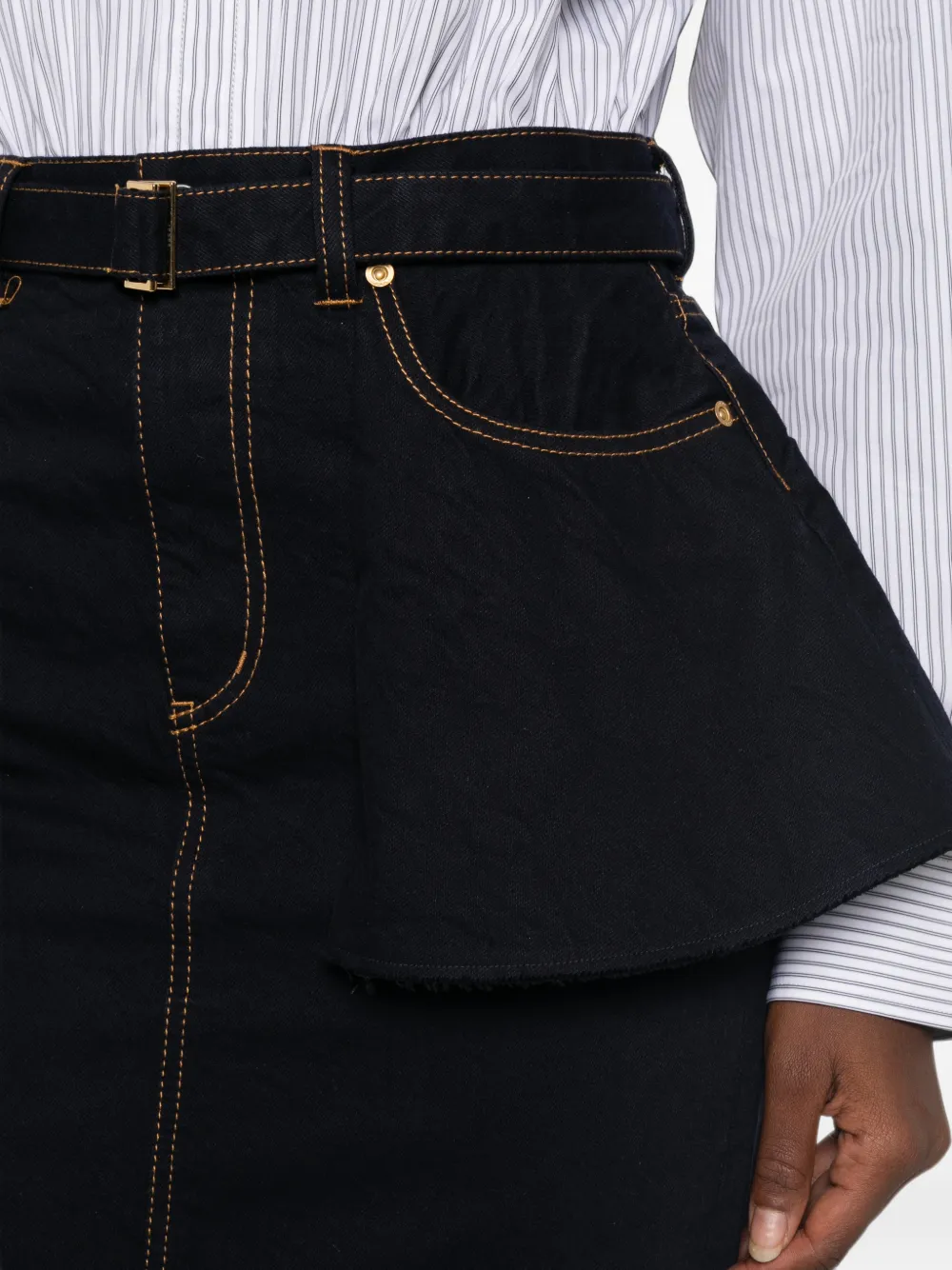 sacai Peplum rok met ceintuur Blauw