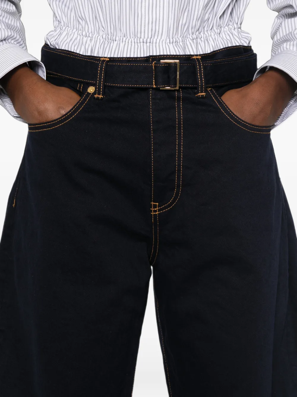 sacai Jeans met contrasterend stiksel Blauw