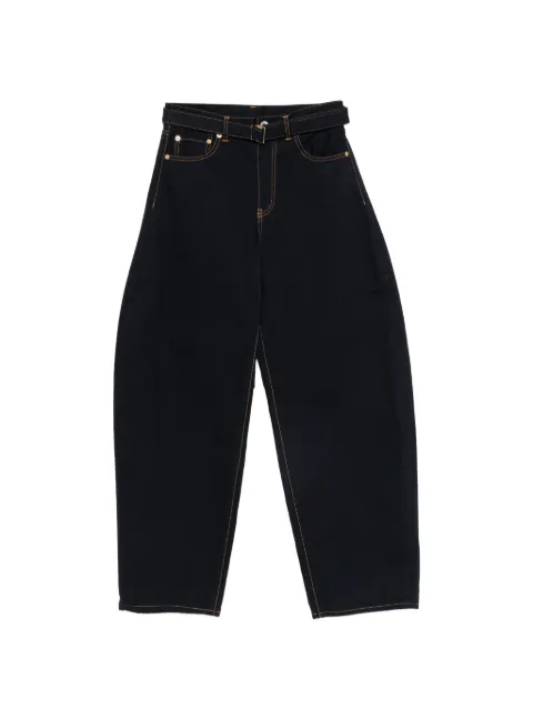 sacai belted contrast-stitch jeans