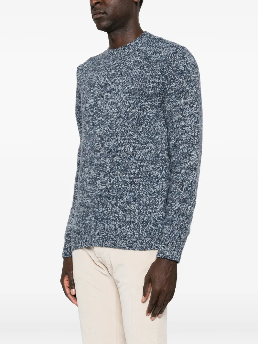 Tagliatore Salen mergelgebreide trui met ronde hals Blauw