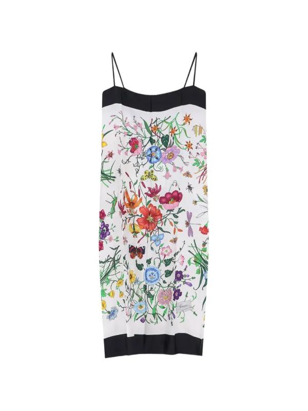 Gucci Printed Silk Twill Dress in White