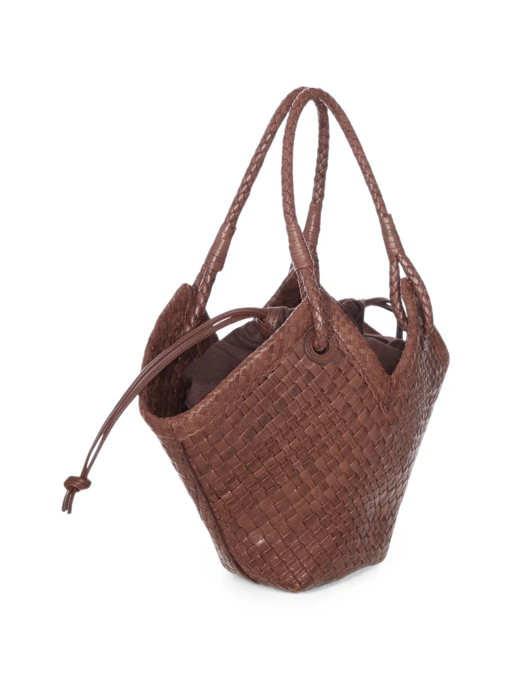IBELIV Trinity kleine geweven leren shopper Bruin