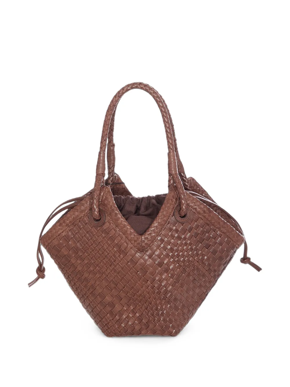 IBELIV Trinity kleine geweven leren shopper Bruin