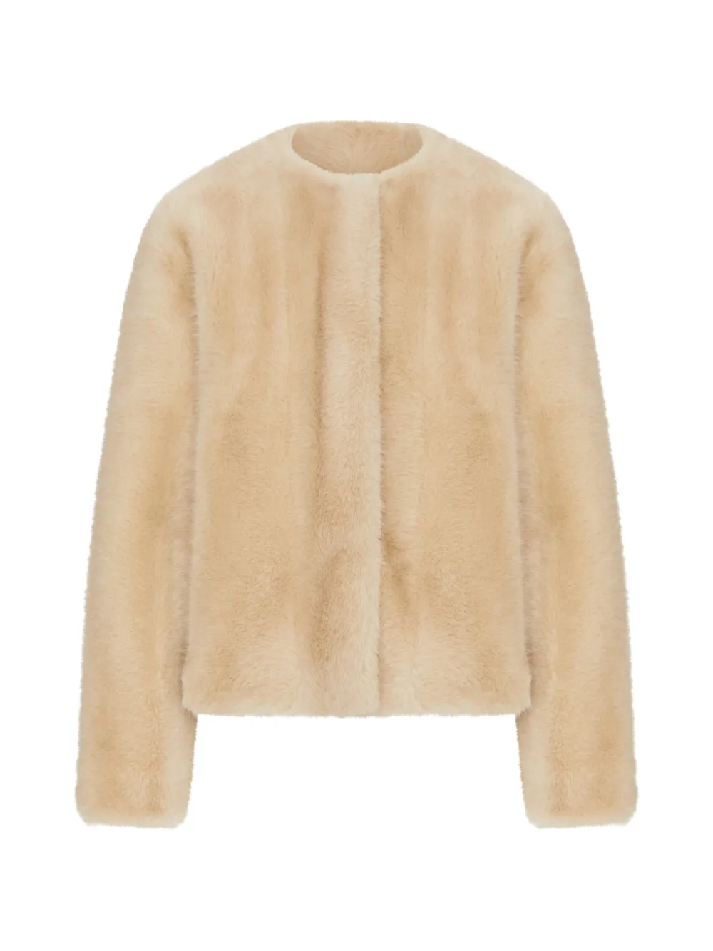 Max Mara faux-fur collarless coat - Toni neutri