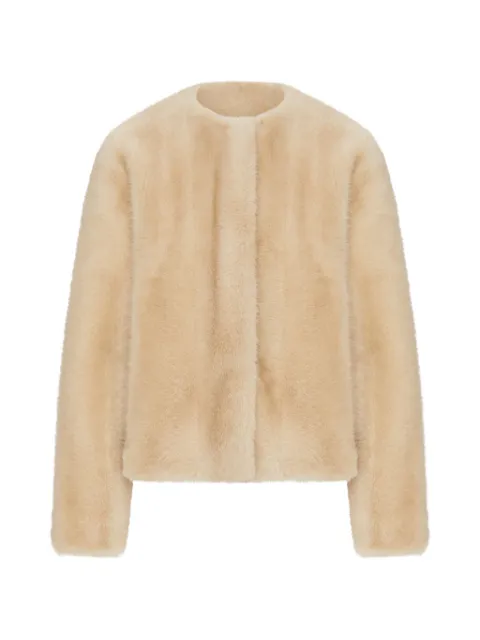 Max Mara faux-fur collarless coat