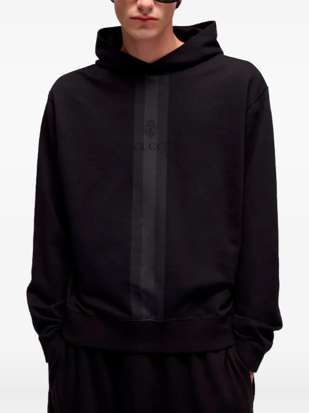 Gucci Sweater met capuchon en Web-detail Zwart