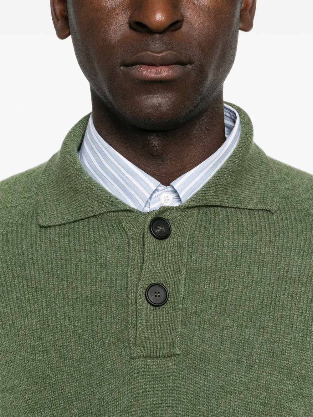 Tagliatore Voltaire fijngebreid poloshirt met lange mouwen Groen