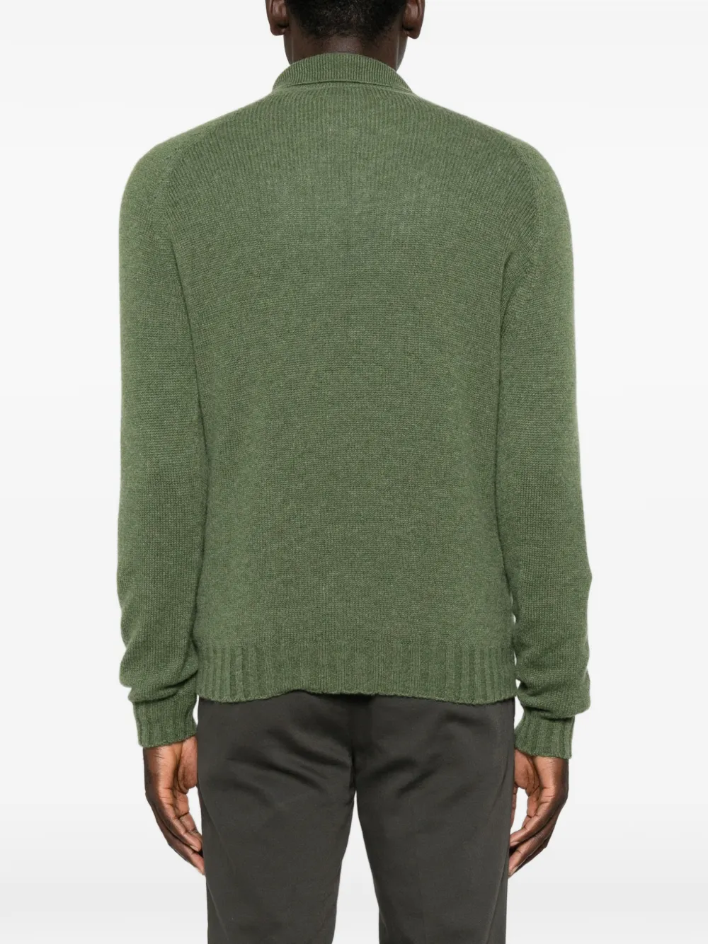 Tagliatore Voltaire fijngebreid poloshirt met lange mouwen Groen