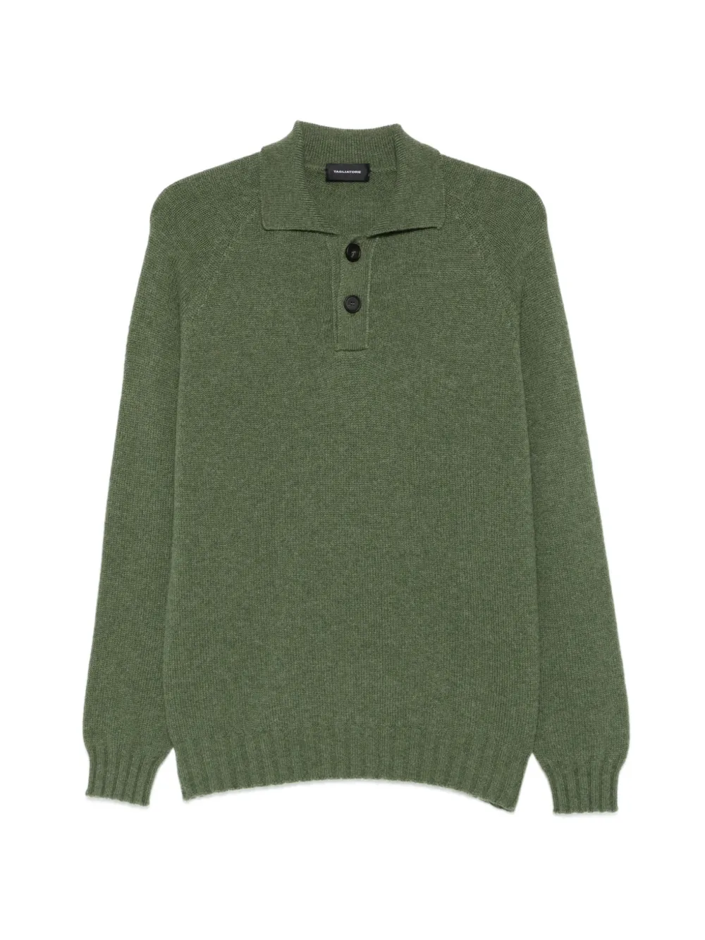 Tagliatore Voltaire fine-knit long-sleeve polo shirt - Verde