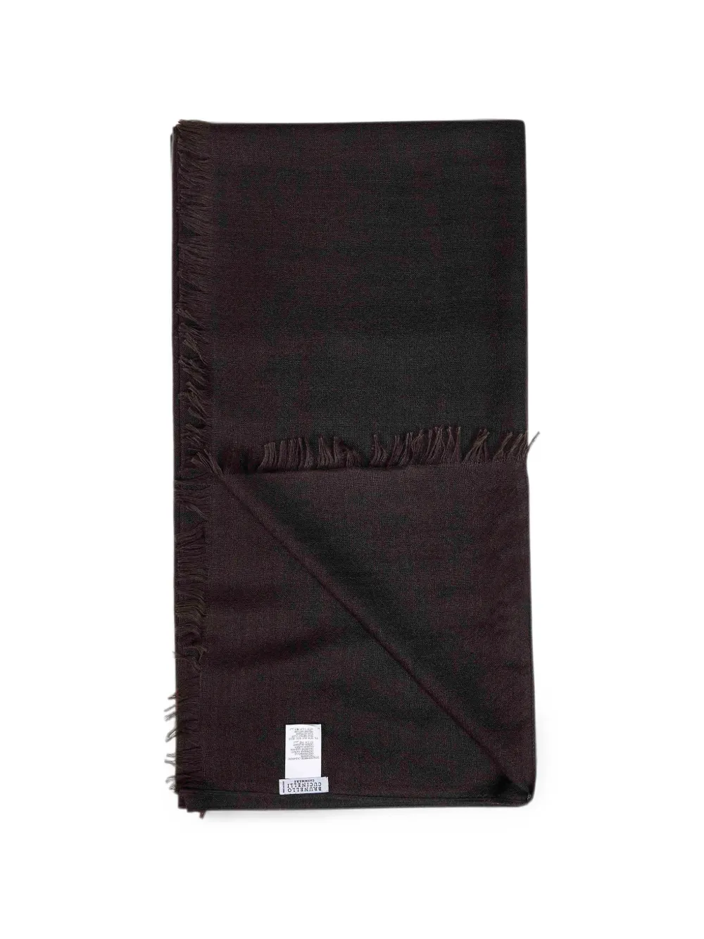 Brunello Cucinelli fringed rectangular cashmere scarf - Braun