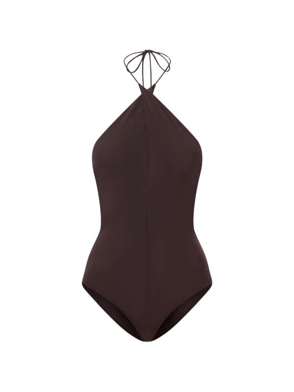 Alex Perry Cross-tie Halterneck Bodysuit in Brown