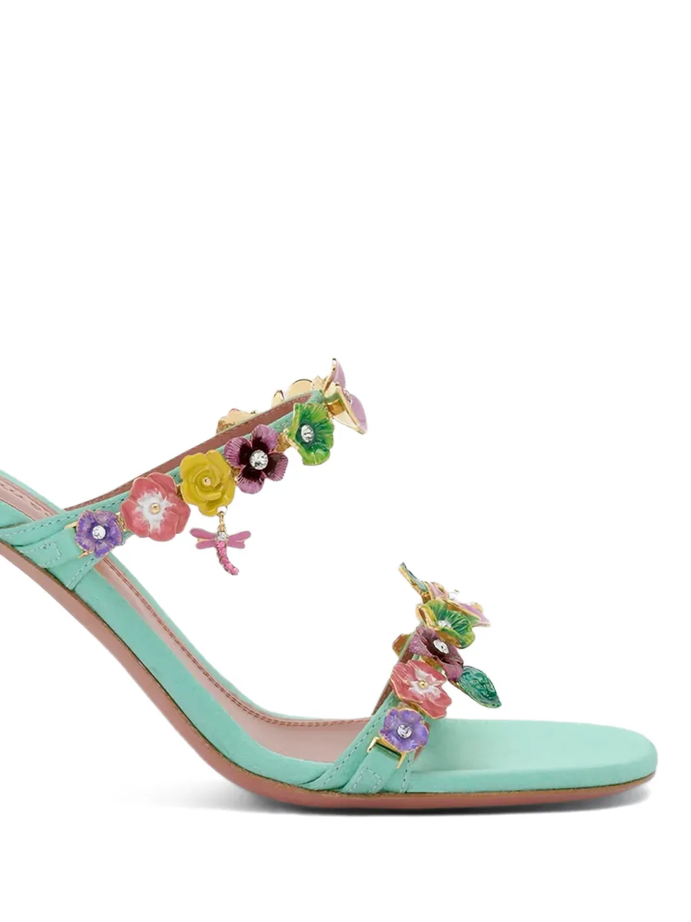 Amina Muaddi Vittoria flower-embellished sandals Groen