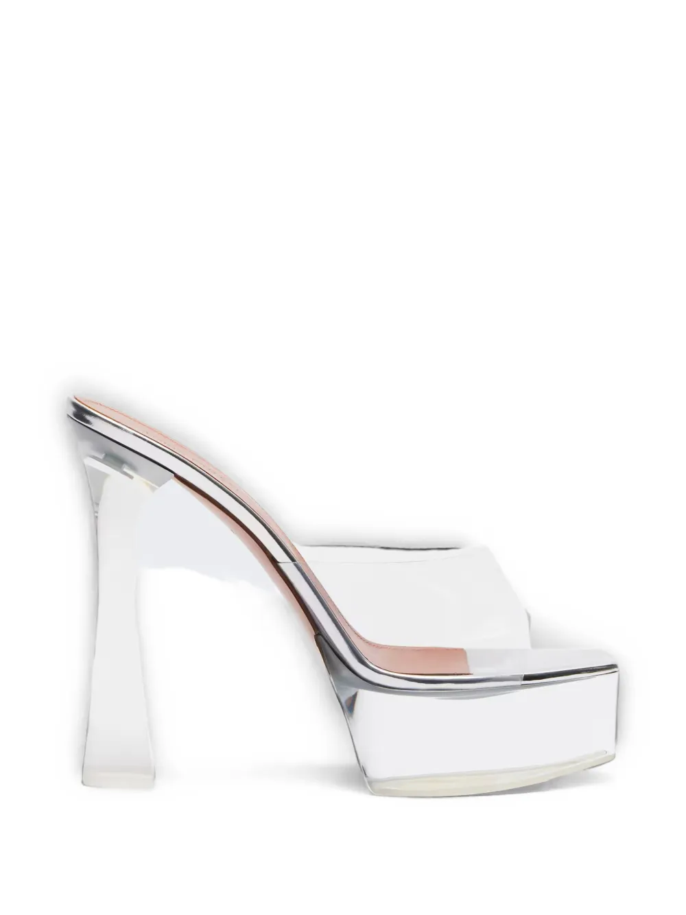 Amina Muaddi Dalida glass plateau slippers Wit