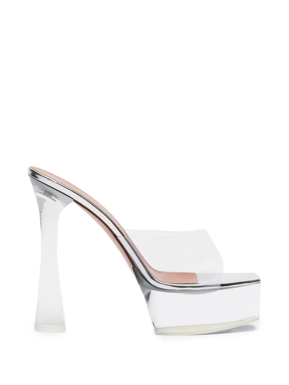 Amina Muaddi Dalida glass plateau slippers Wit
