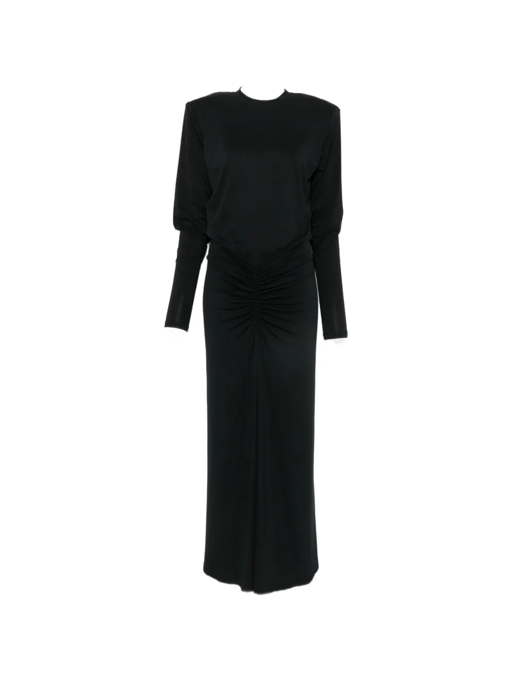 THE ANDAMANE padded-shoulder ruched dress - Schwarz
