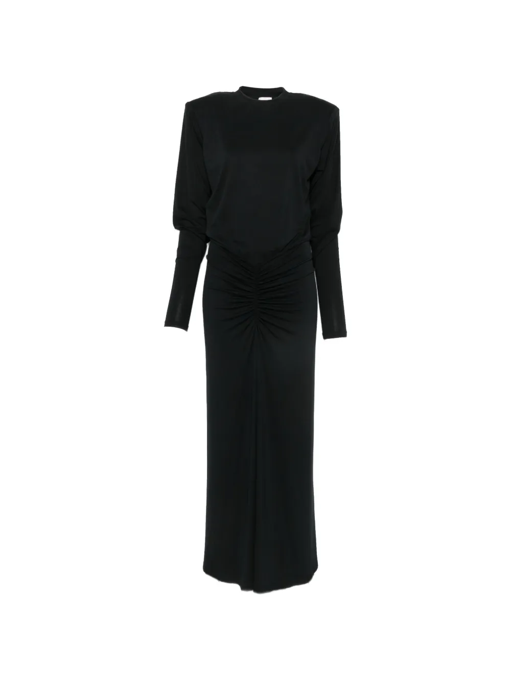 THE ANDAMANE padded-shoulder ruched dress - Nero