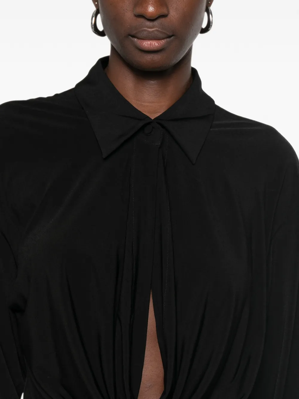 THE ANDAMANE Lilia gedrapeerde midi-jurk met uitgesneden details Zwart