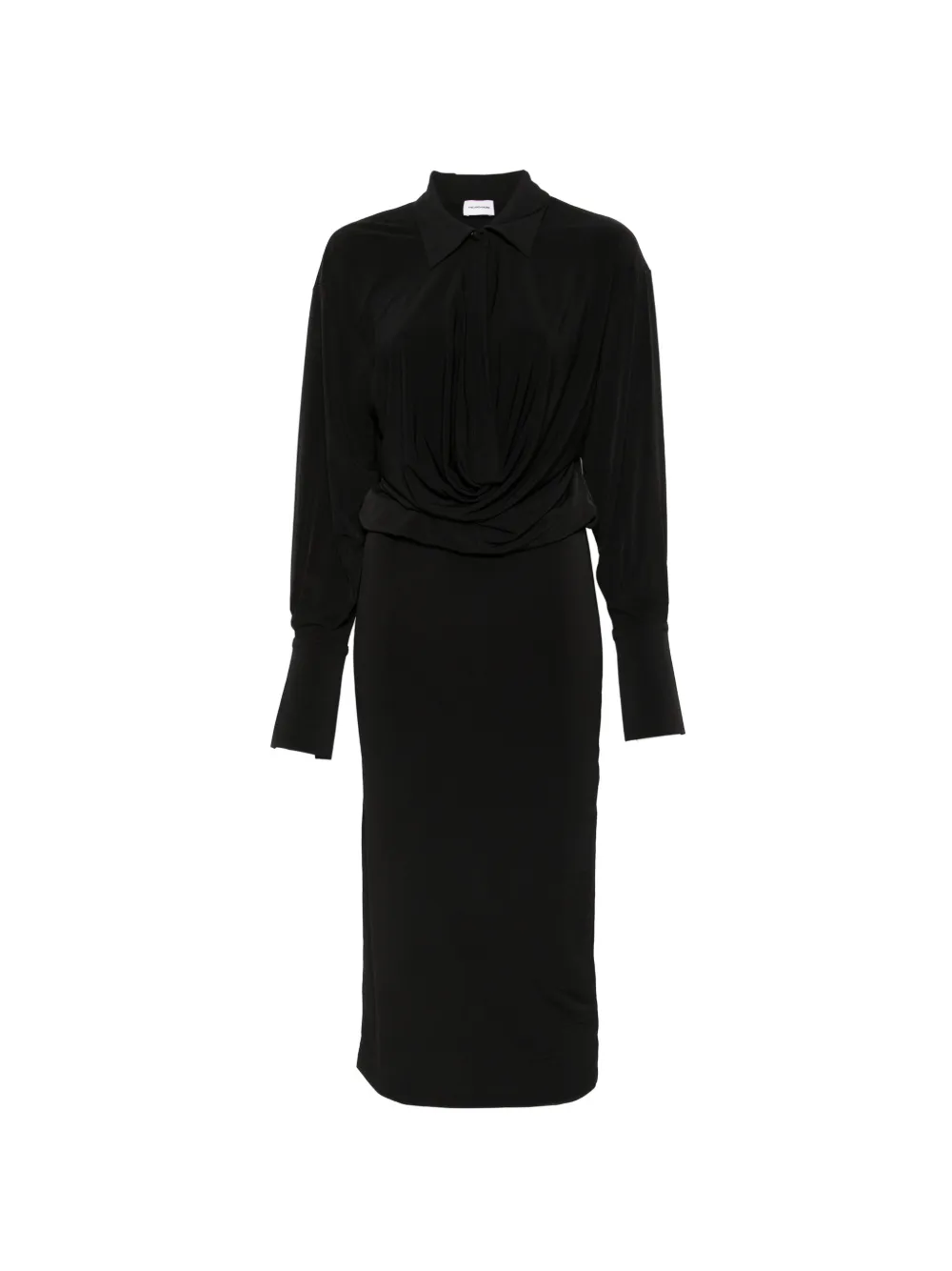 THE ANDAMANE Lilia draped cut-out midi dress - Nero