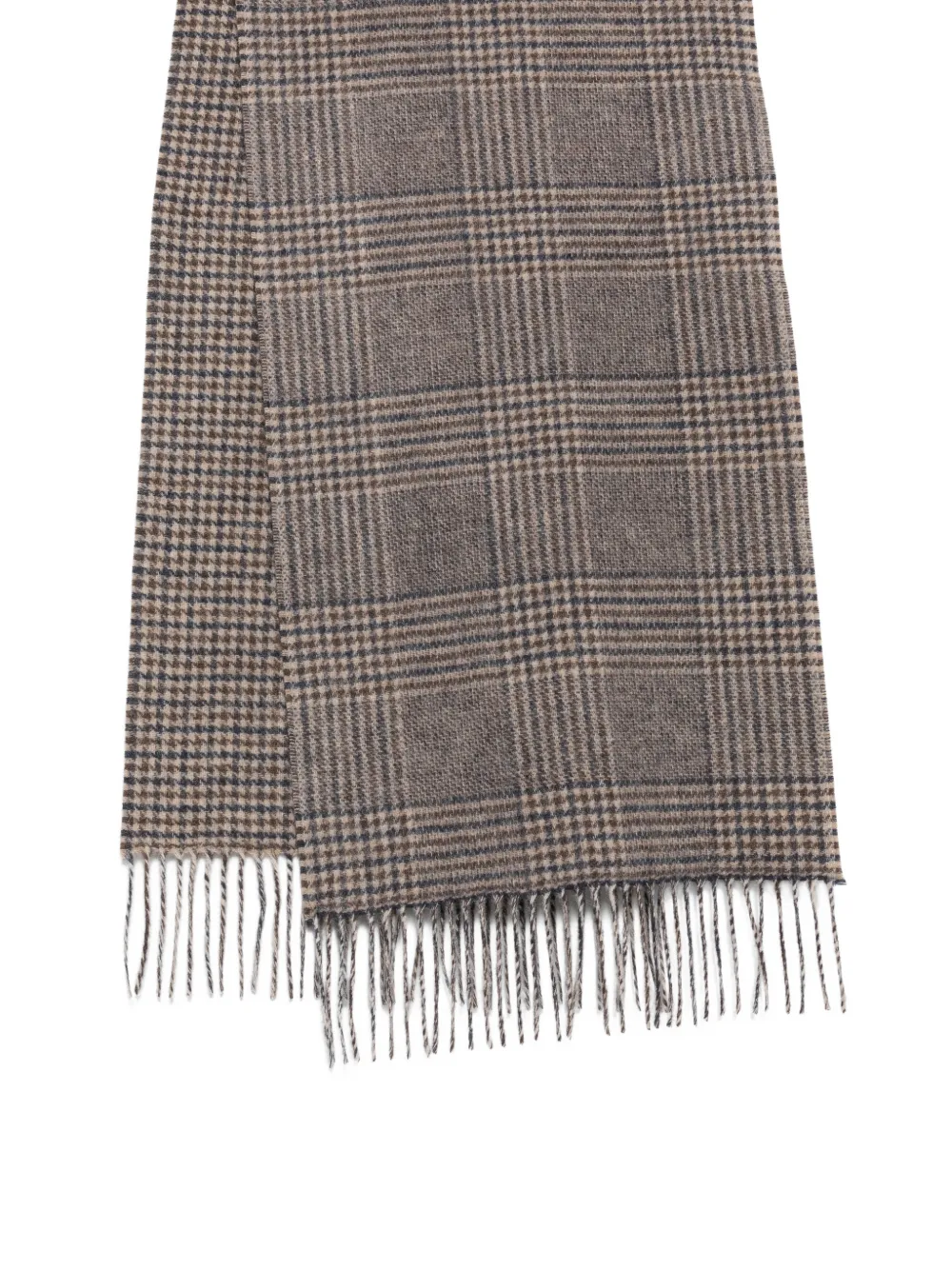 Barbour Prince of Wales geruite sjaal met franje Grijs