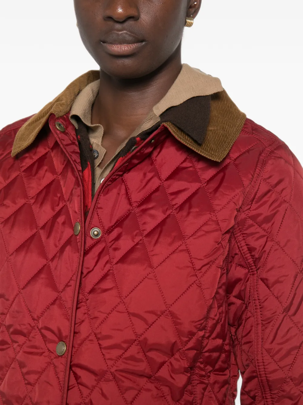 Barbour Annandale quilted corduroy-collar jacket Rood
