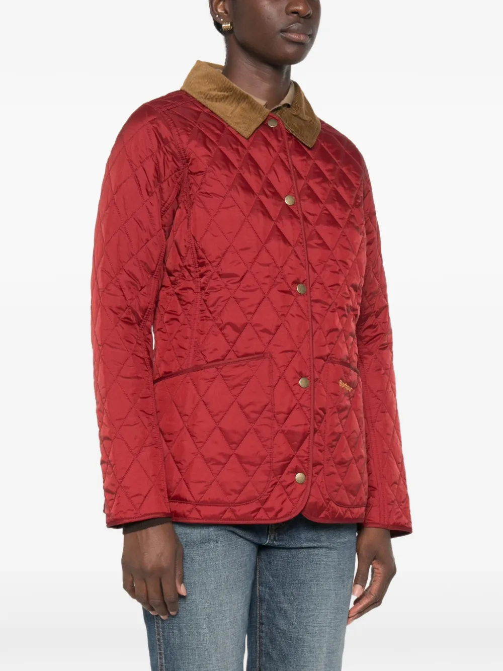 Barbour Annandale quilted corduroy-collar jacket Rood
