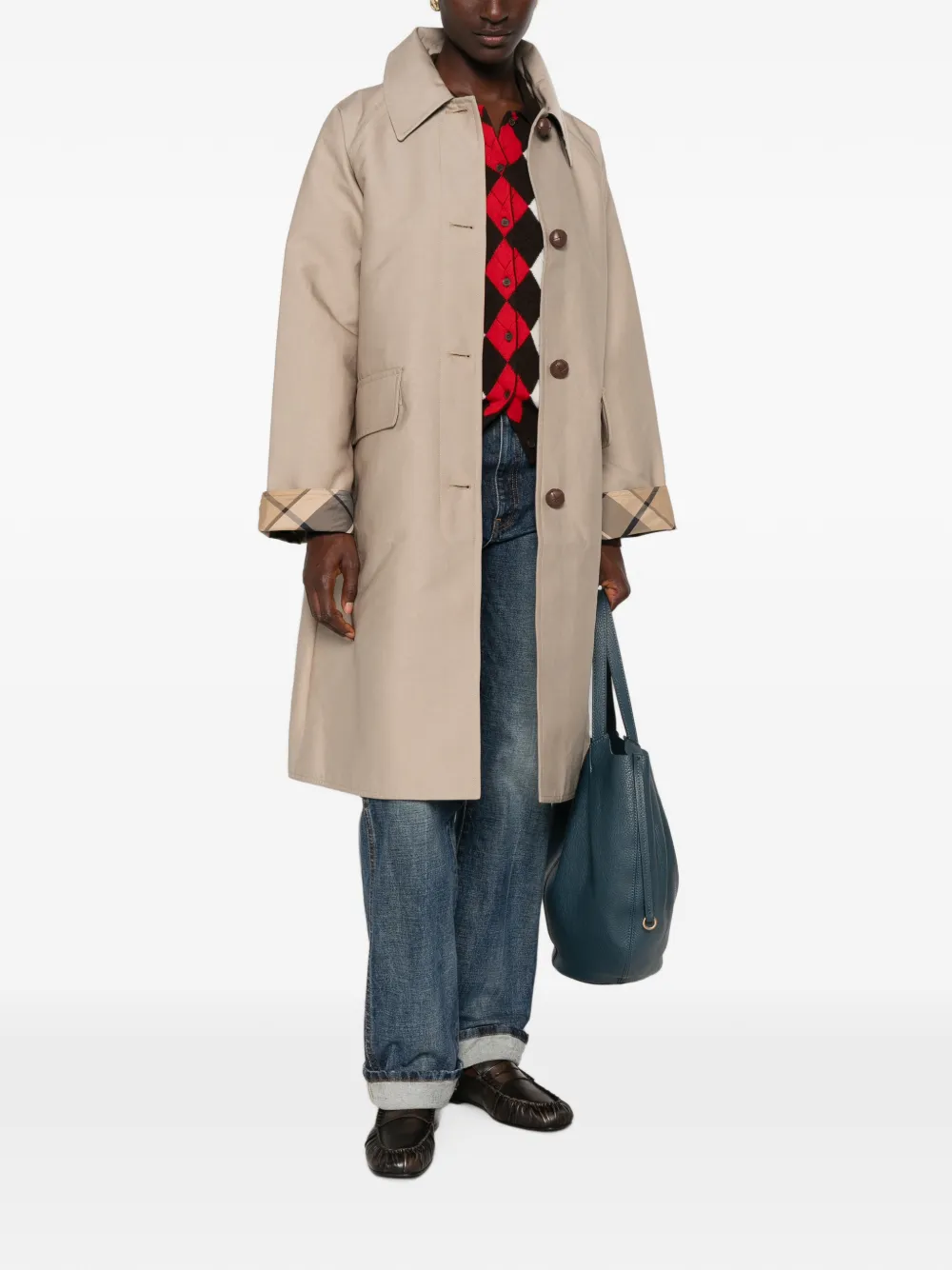 Barbour Jack met geborduurd logo en geruite manchetten Beige