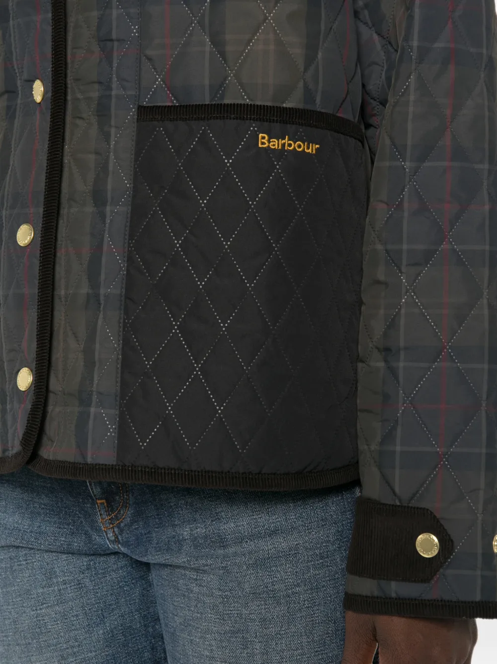 Barbour Ainsdale geruit gewatteerd jack Groen