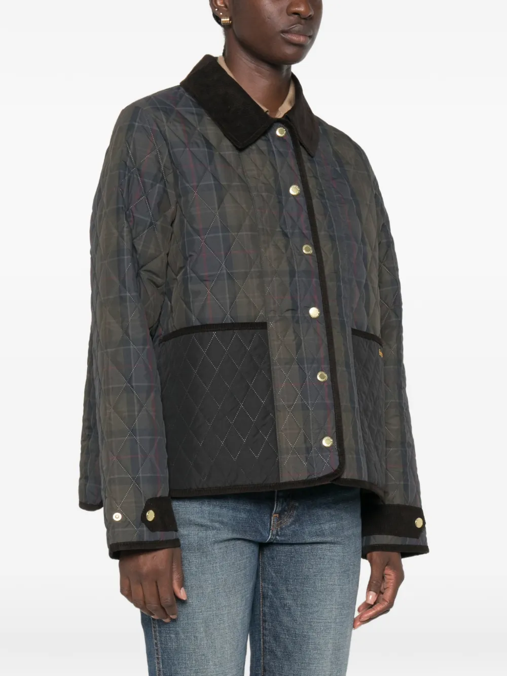 Barbour Ainsdale geruit gewatteerd jack Groen