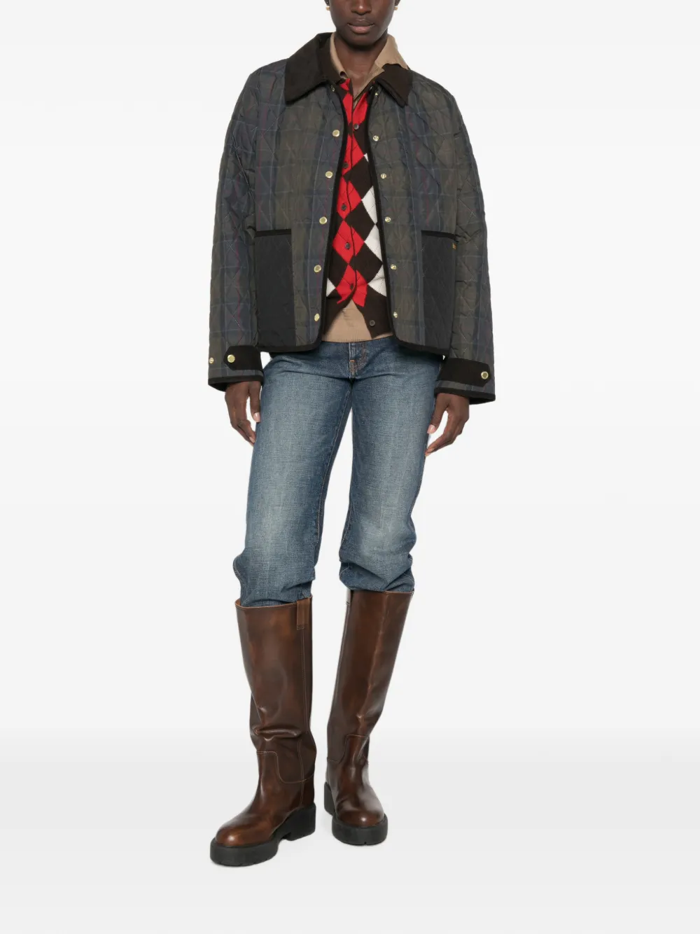 Barbour Ainsdale geruit gewatteerd jack Groen