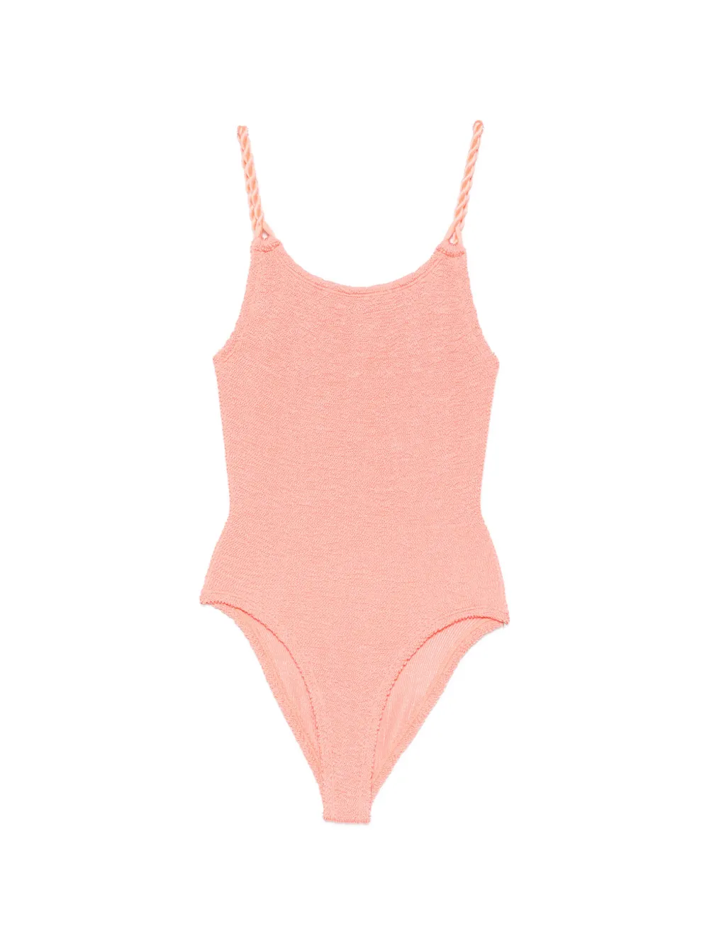 Hunza G crinkle-effect braided-strap swimsuit - Rosa