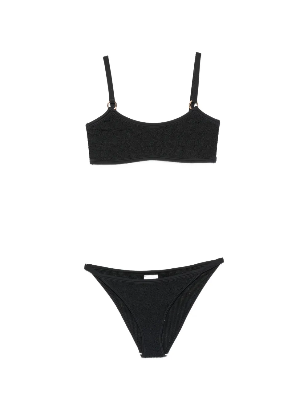 Hunza G ring-detail crinkle bikini - Nero