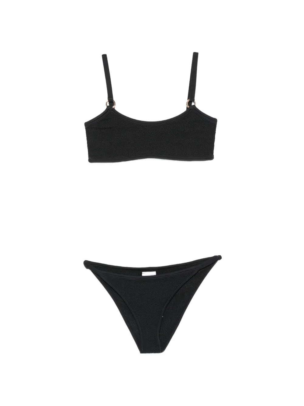 Hunza G ring-detail crinkle bikini - Nero