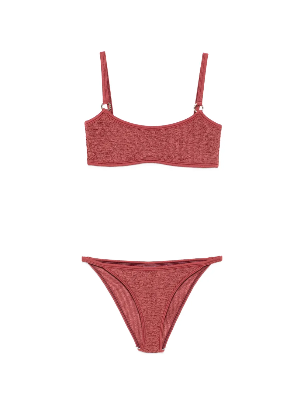 Hunza G Bikini in Knitteroptik mit Ringdetail - Rosa
