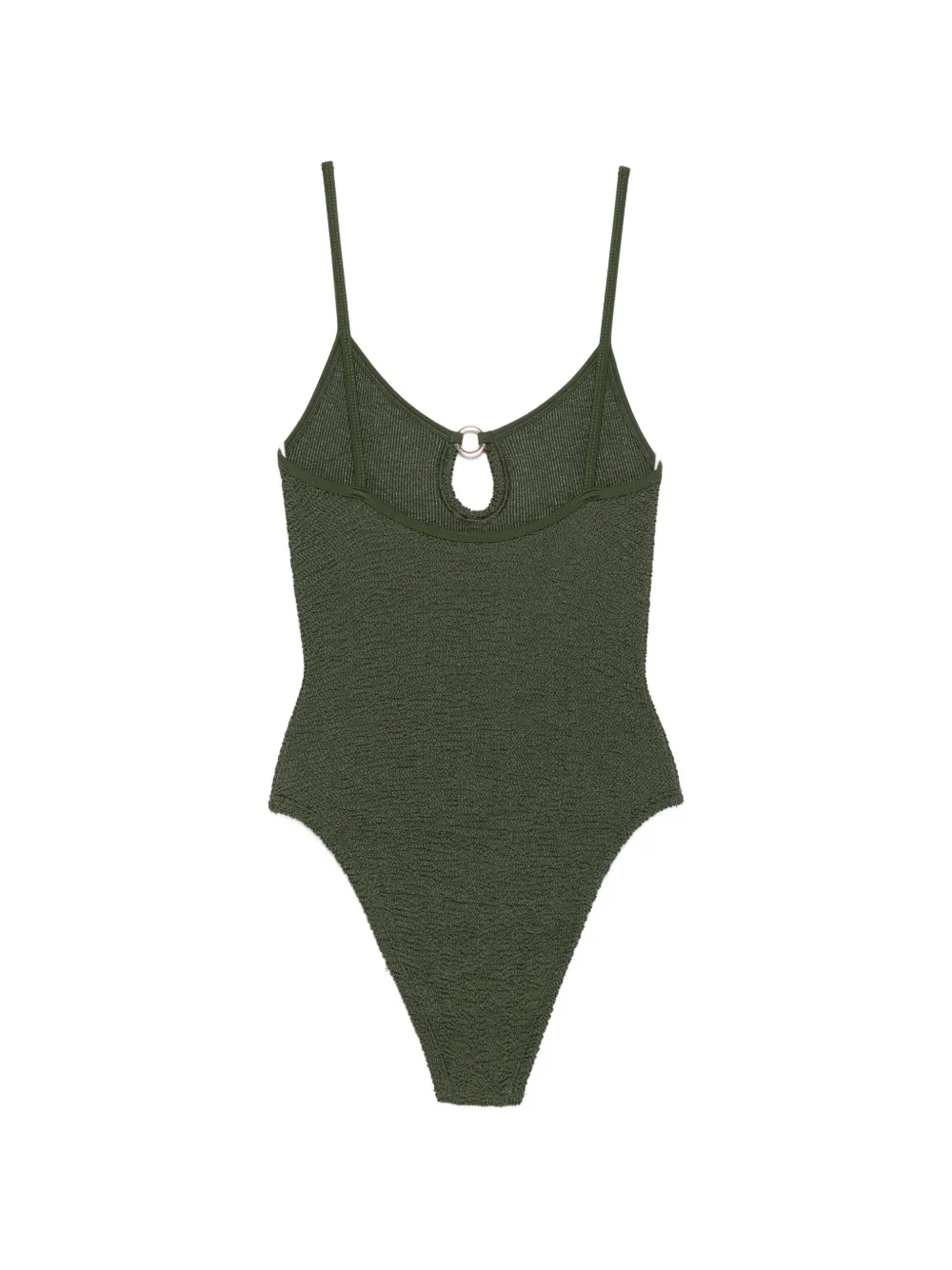 Hunza G Badpak met gekreukt effect en ringdetail Groen