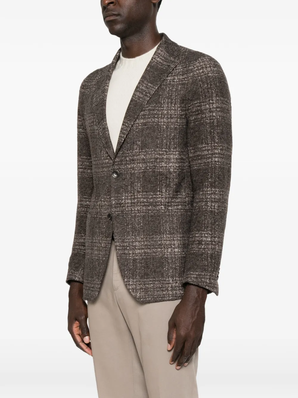 Tagliatore Geruite blazer met enkele rij knopen Bruin