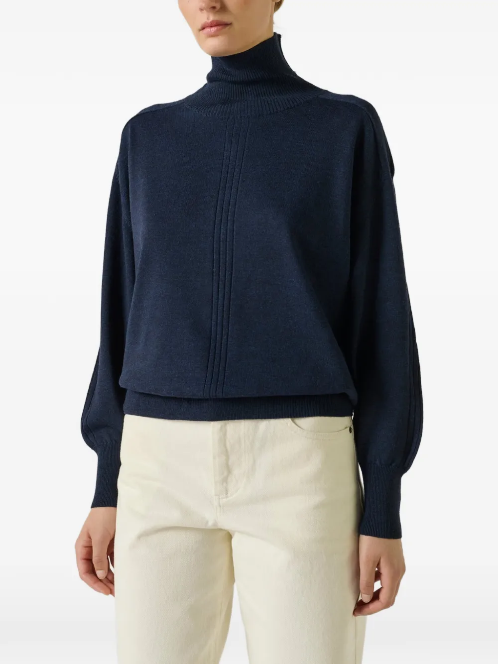 Soeur Nord ribgebreide trui met hoge hals Blauw