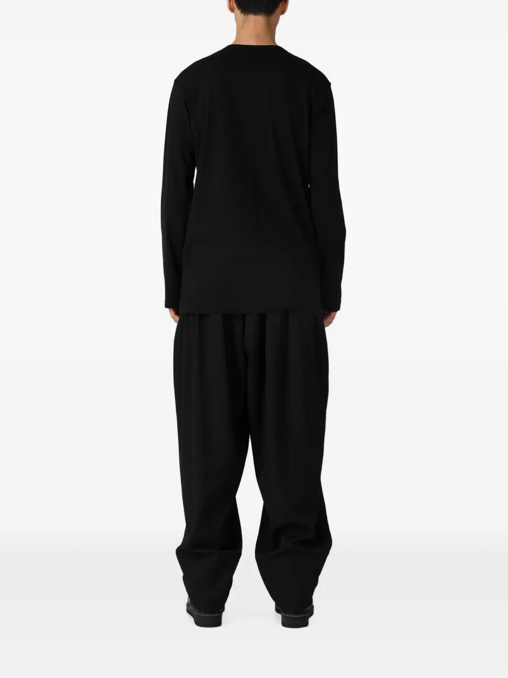 Yohji Yamamoto T-shirt met grafische print en lange mouwen Zwart