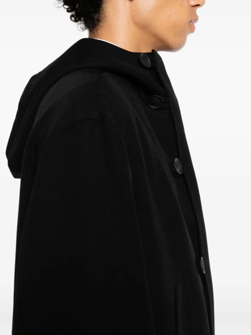 Yohji Yamamoto hooded coat Zwart