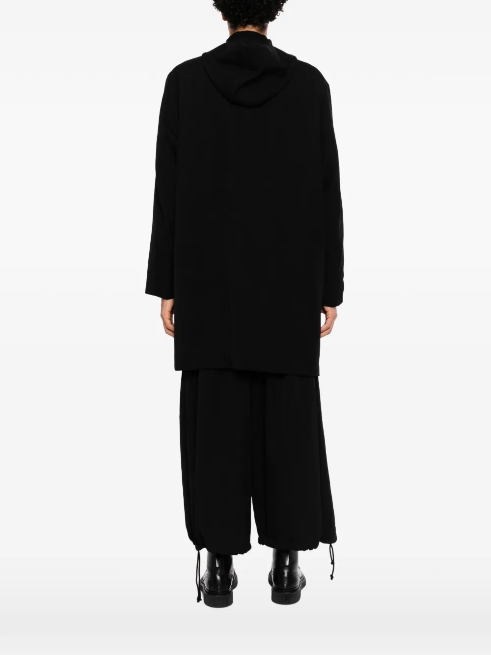 Yohji Yamamoto hooded coat Zwart