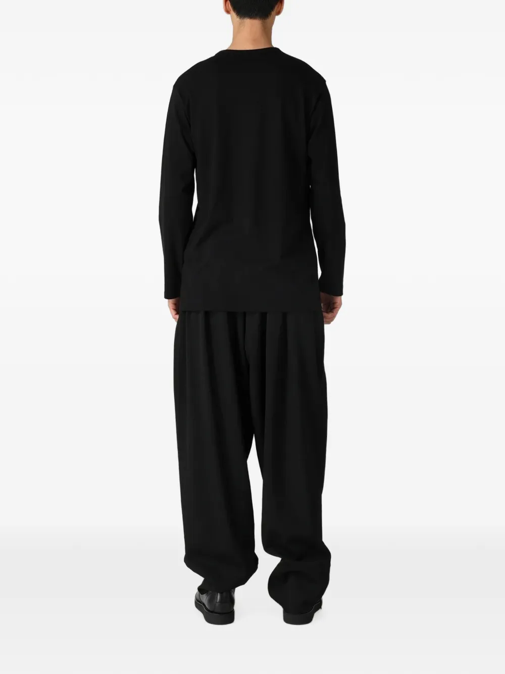 Yohji Yamamoto T-shirt met grafische print en lange mouwen Zwart