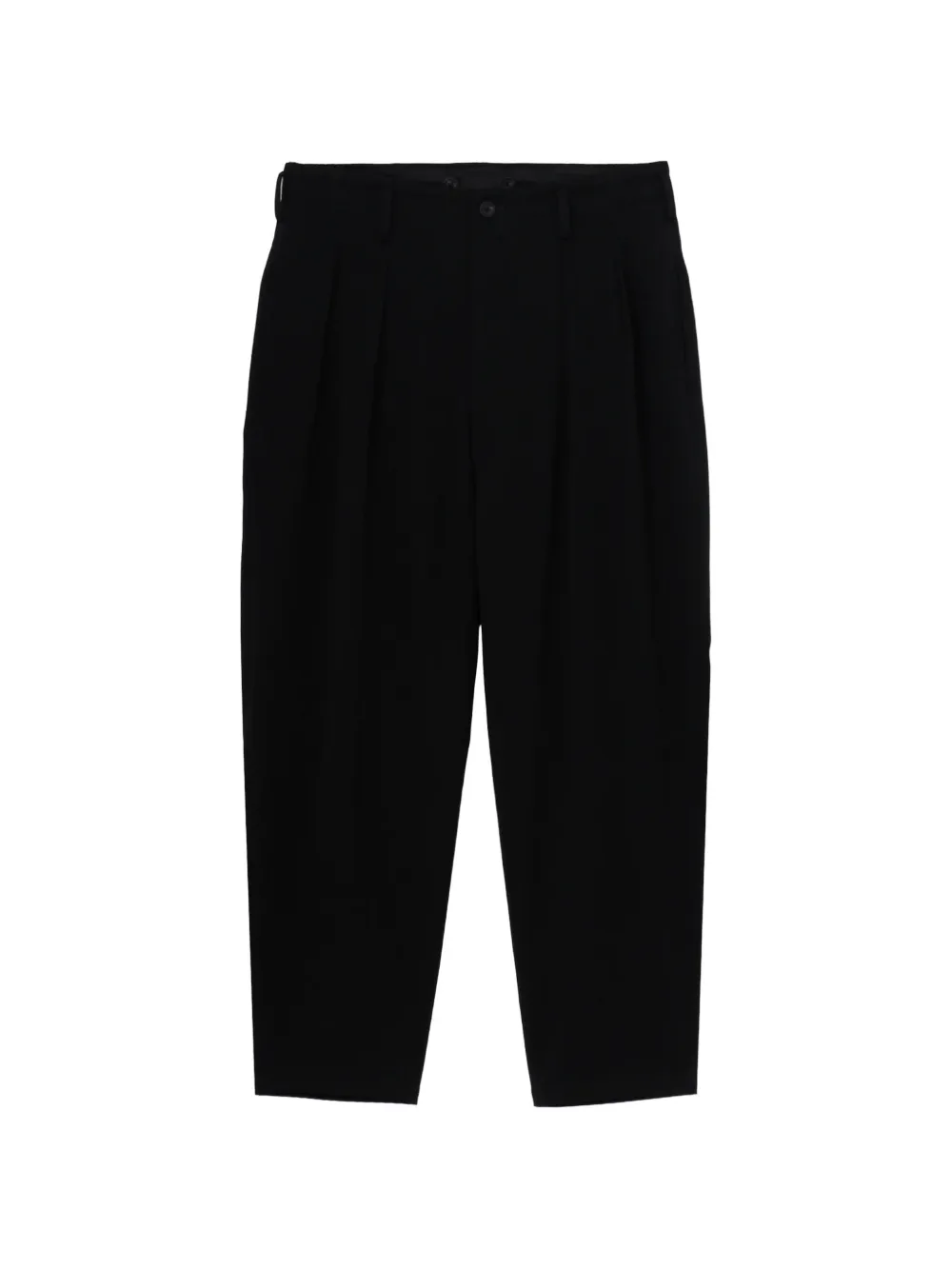 Yohji Yamamoto pleated tapered tailored trousers Zwart