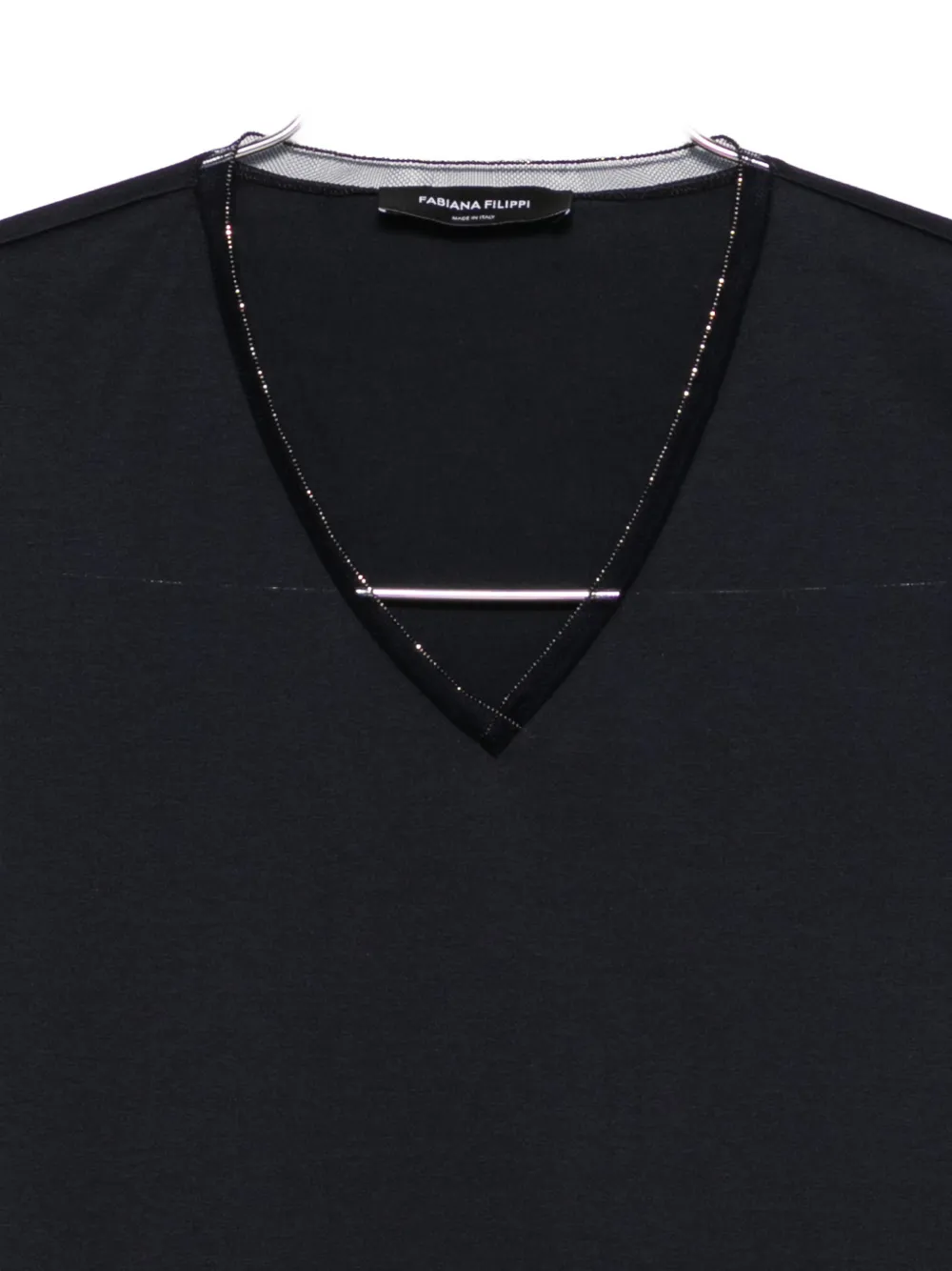 Fabiana Filippi Verfraaid T-shirt met V-hals Blauw