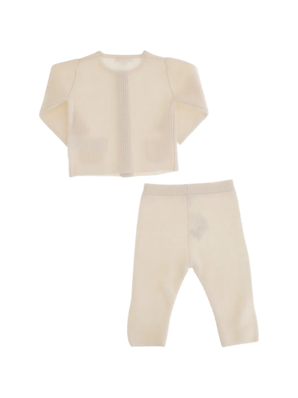 Tartine Et Chocolat Ribgebreid vest en broek Beige