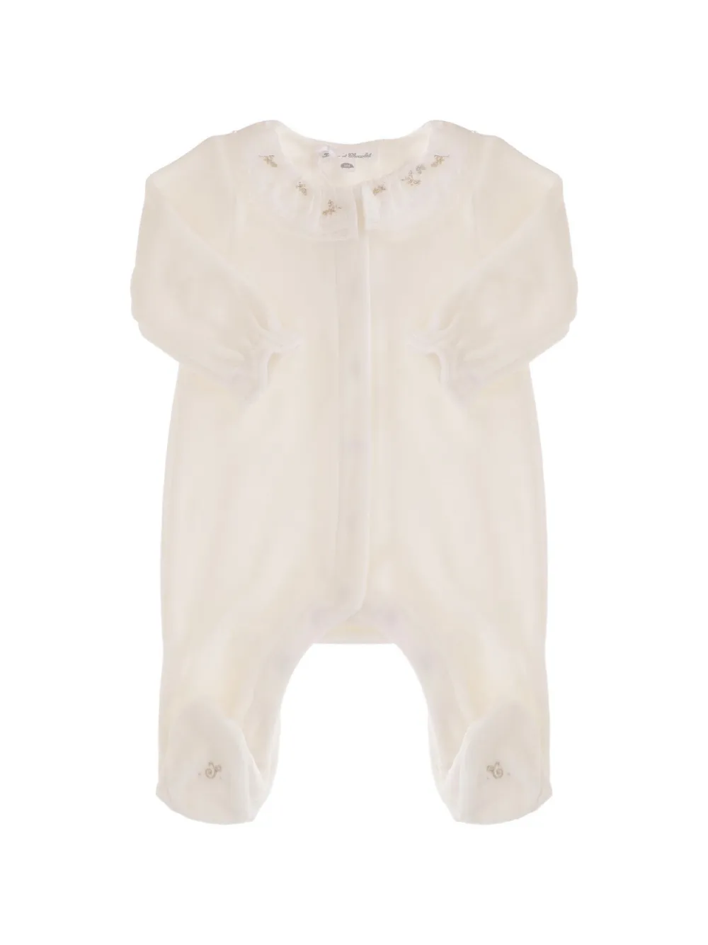 Tartine Et Chocolat floral-embroidered ruffled pyjama - Nude